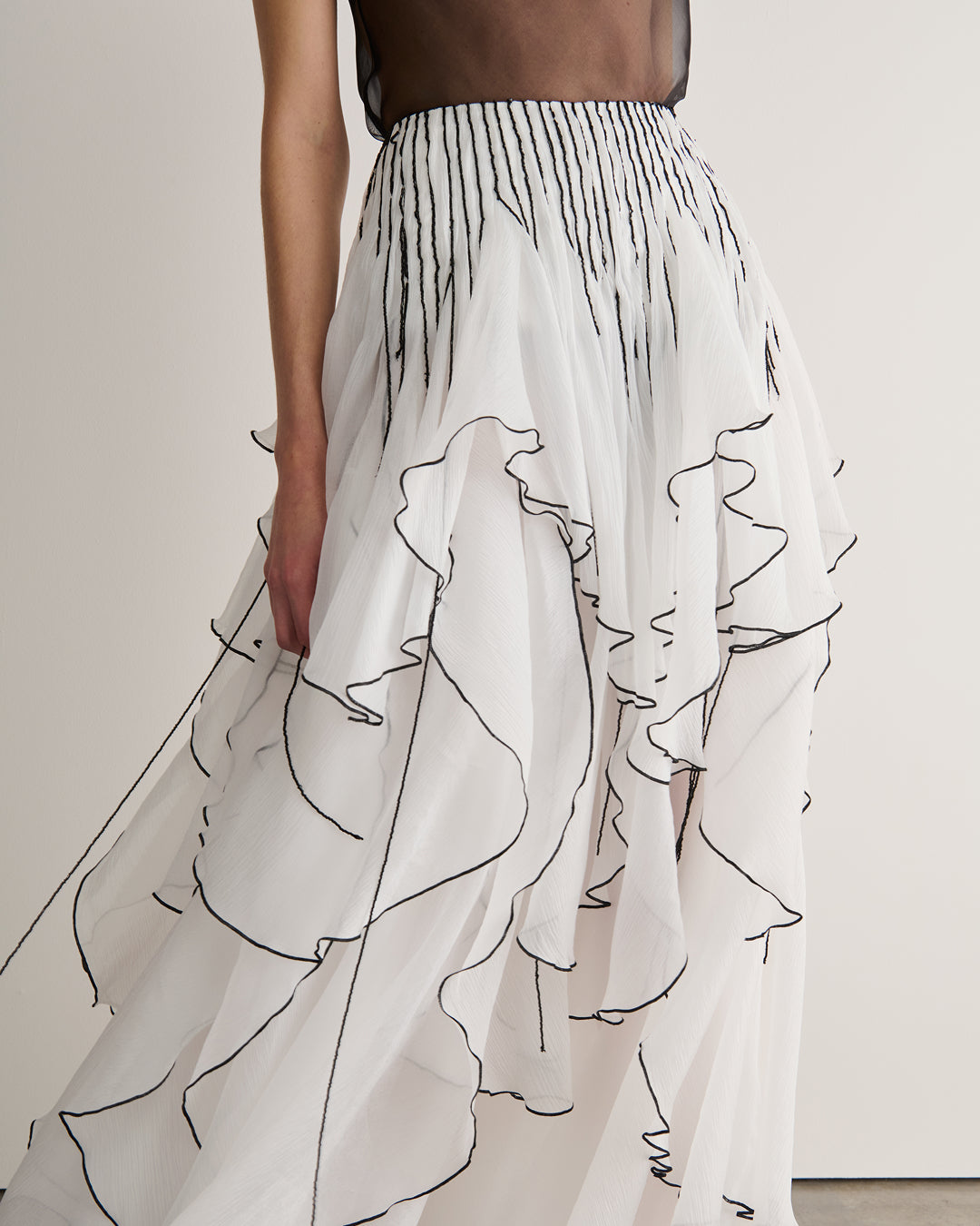 Lilia White Contrast Trim Maxi Skirt