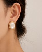 Silent Confession Gold-Trim Pearl Earrings
