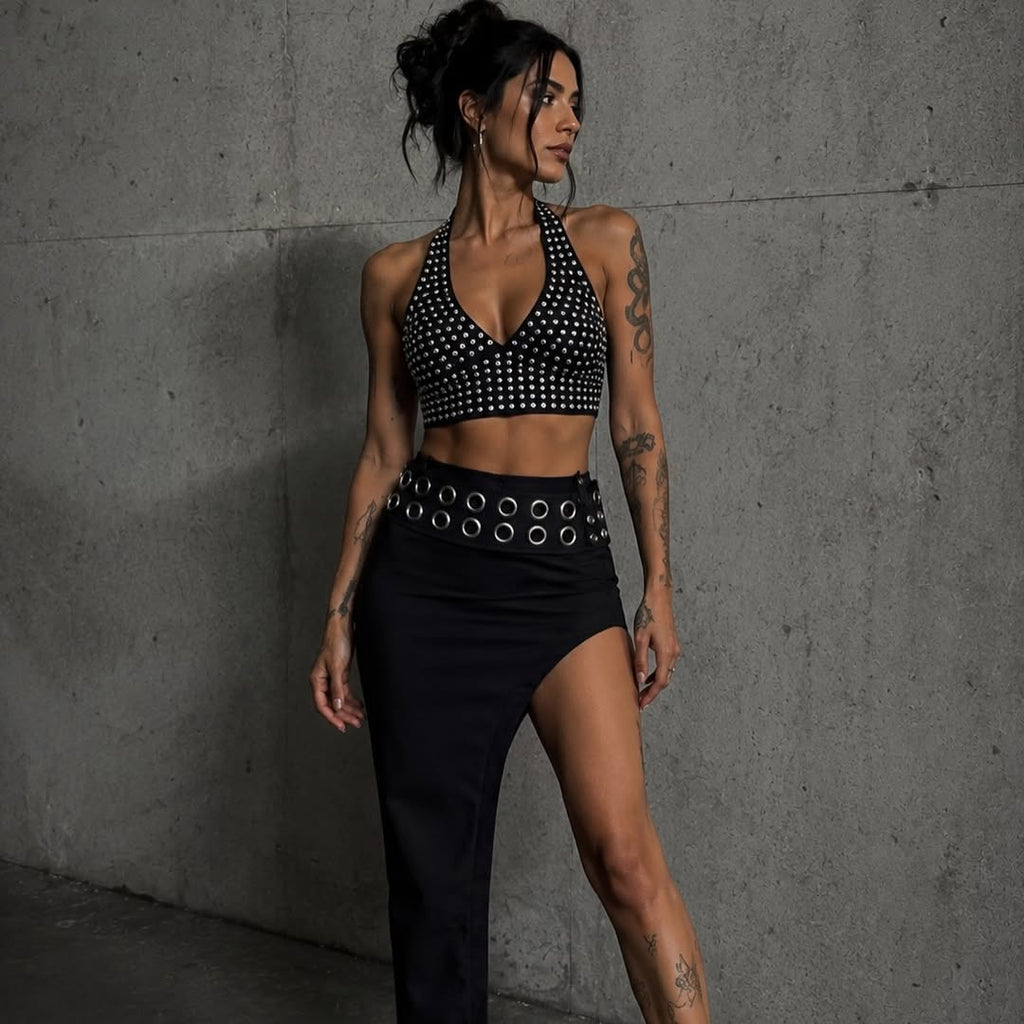 Hard Core Black Eyelet Skirt