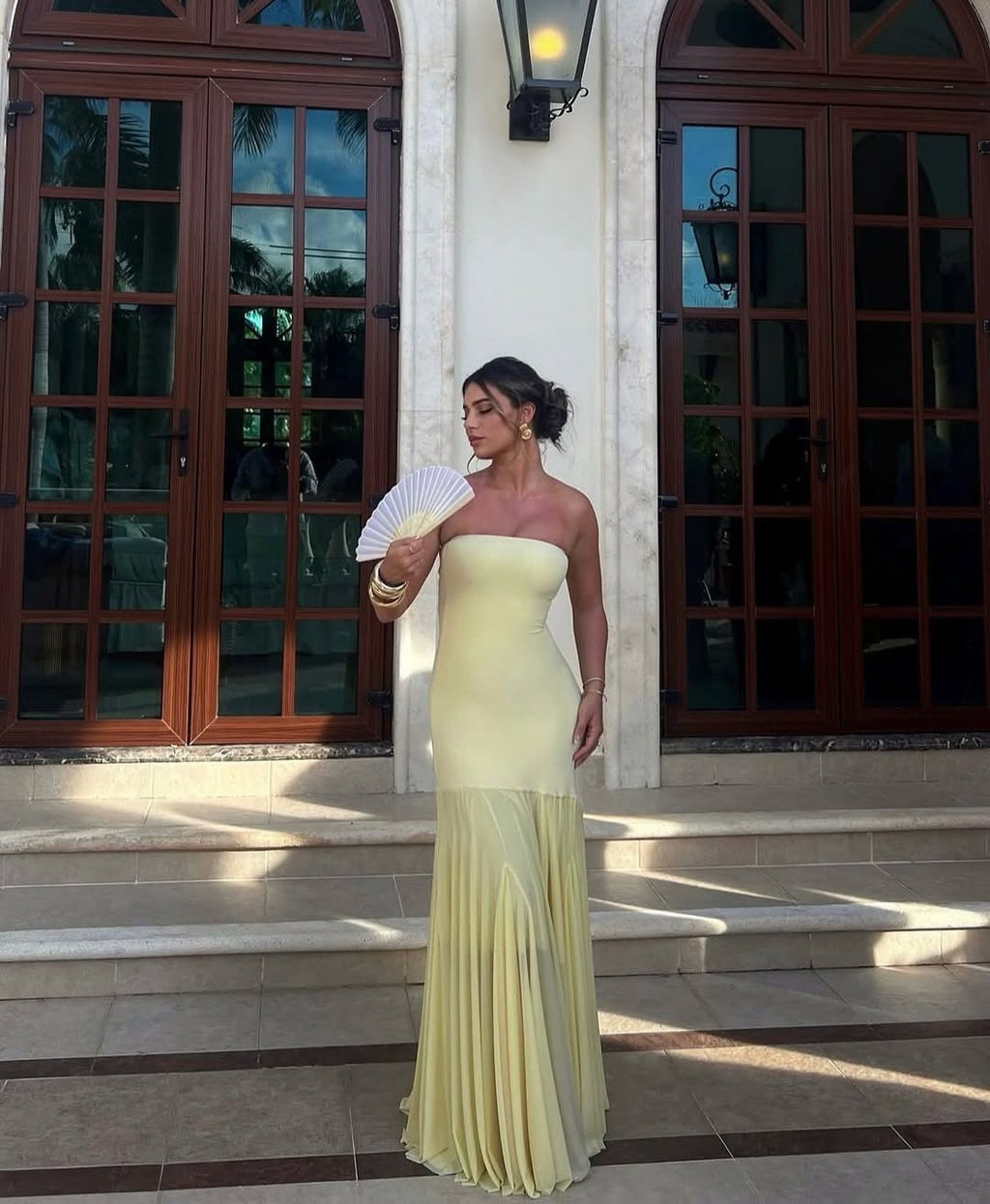 Primrose Yellow Strapless Maxi Dress