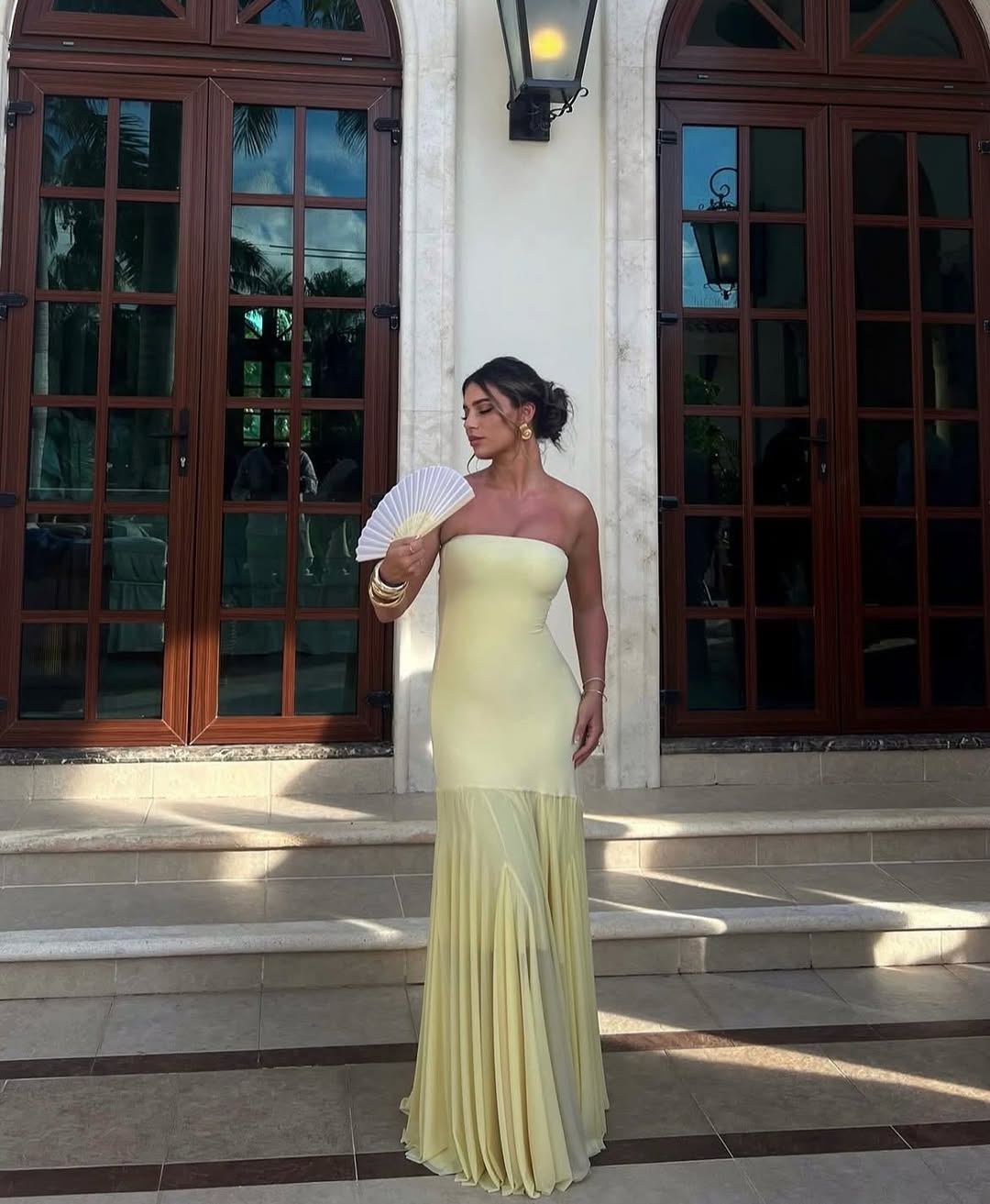 Primrose Yellow Strapless Maxi Dress