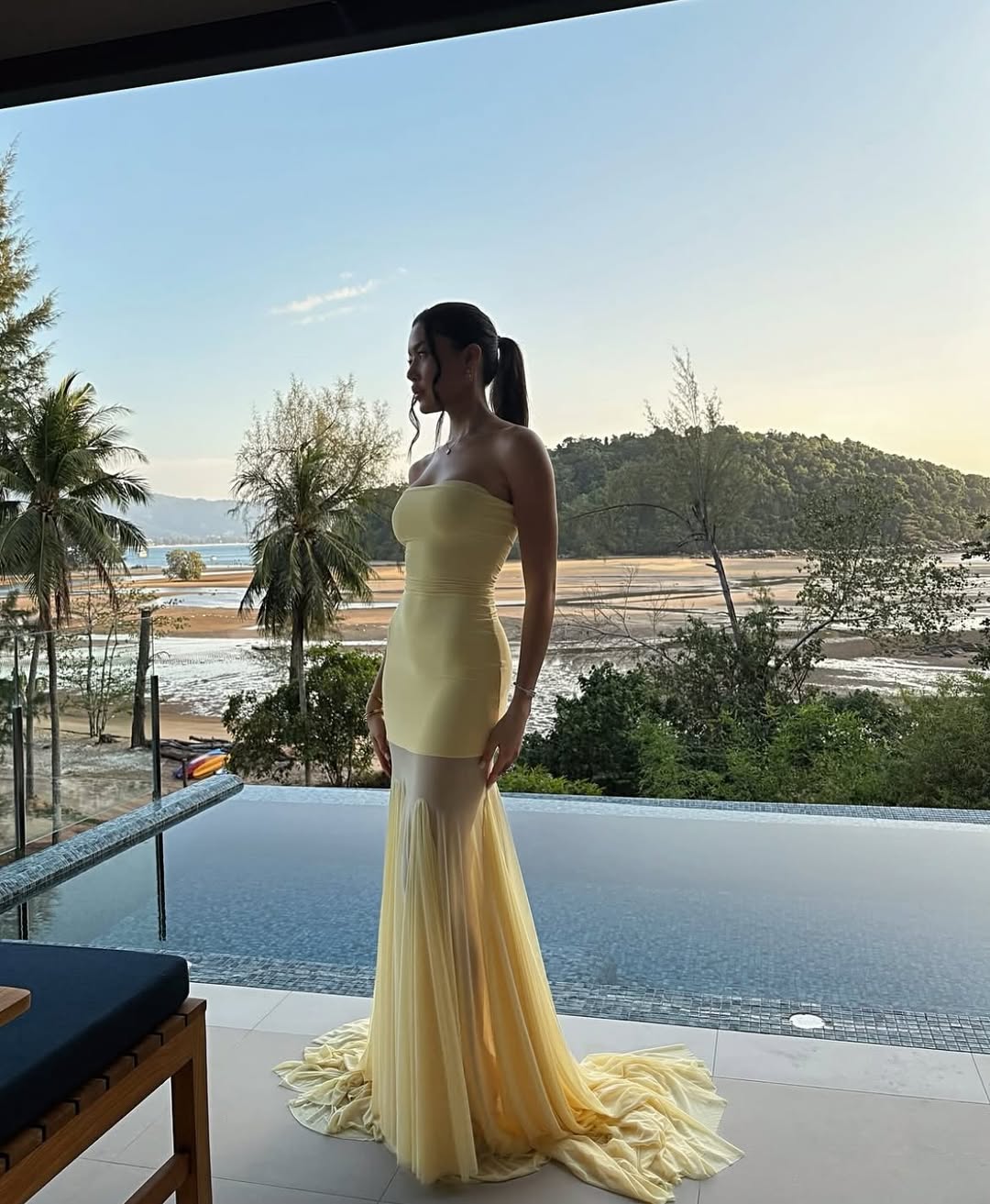 Primrose Yellow Strapless Maxi Dress
