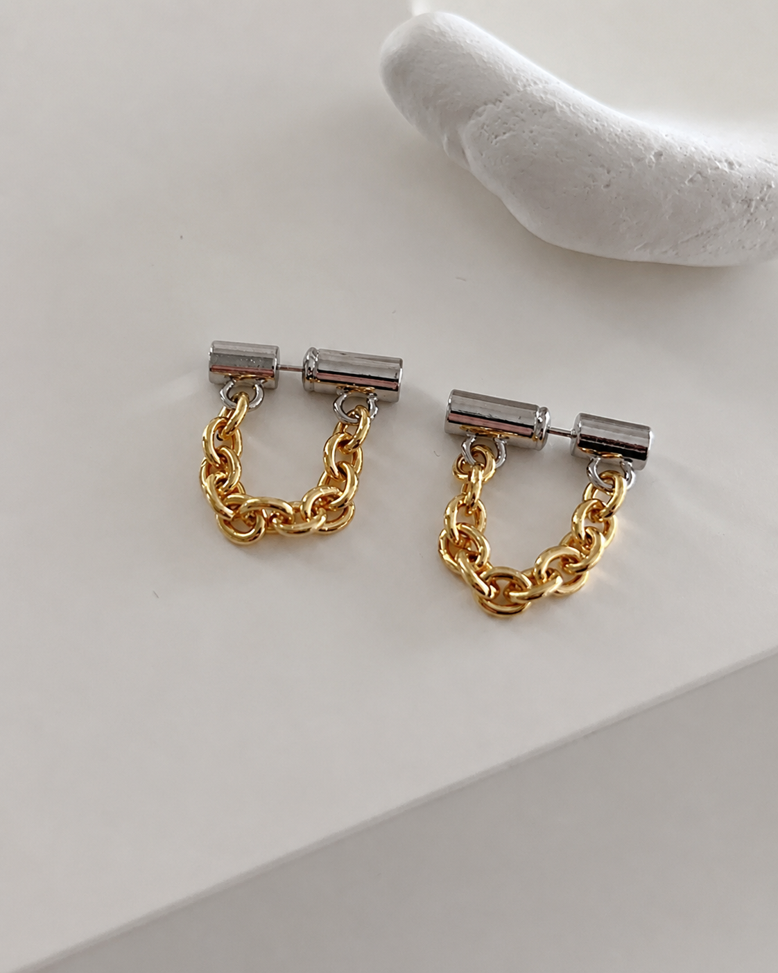 Two-Tone Chain Earrings