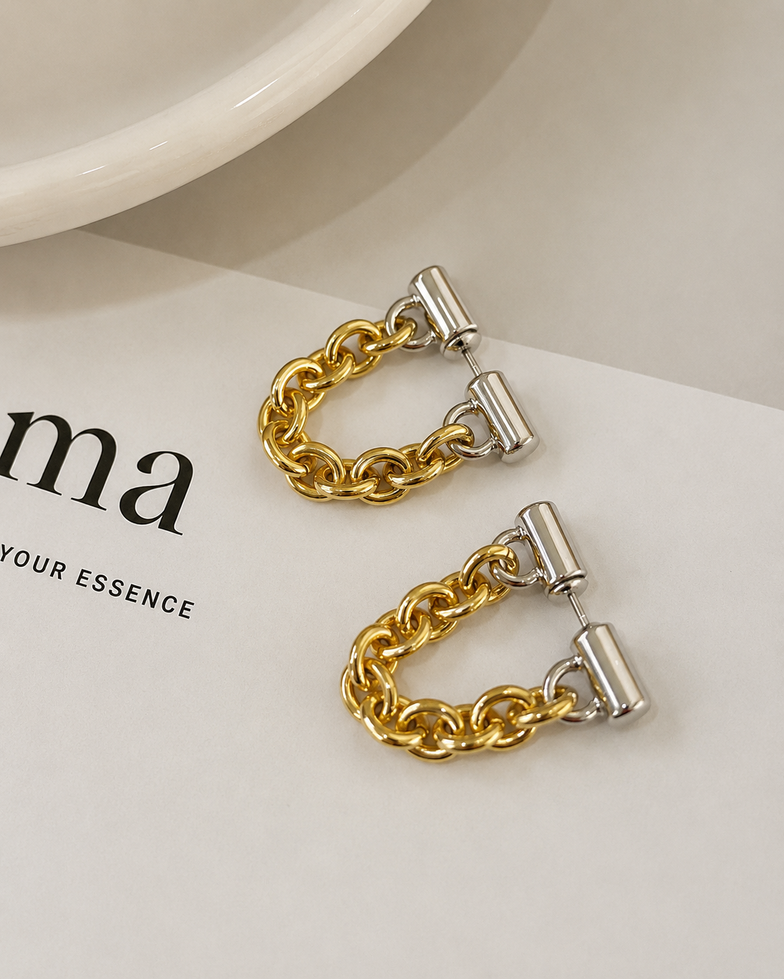 Two-Tone Chain Earrings