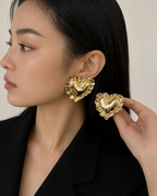 Vintage Oversized Gold Heart Earrings