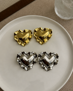 Vintage Oversized Silver Heart Earrings