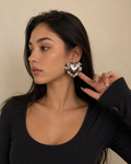 Vintage Oversized Silver Heart Earrings