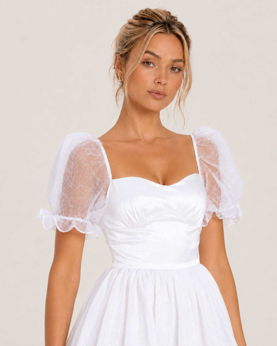 Willow White Puff Sleeve Mini Dress