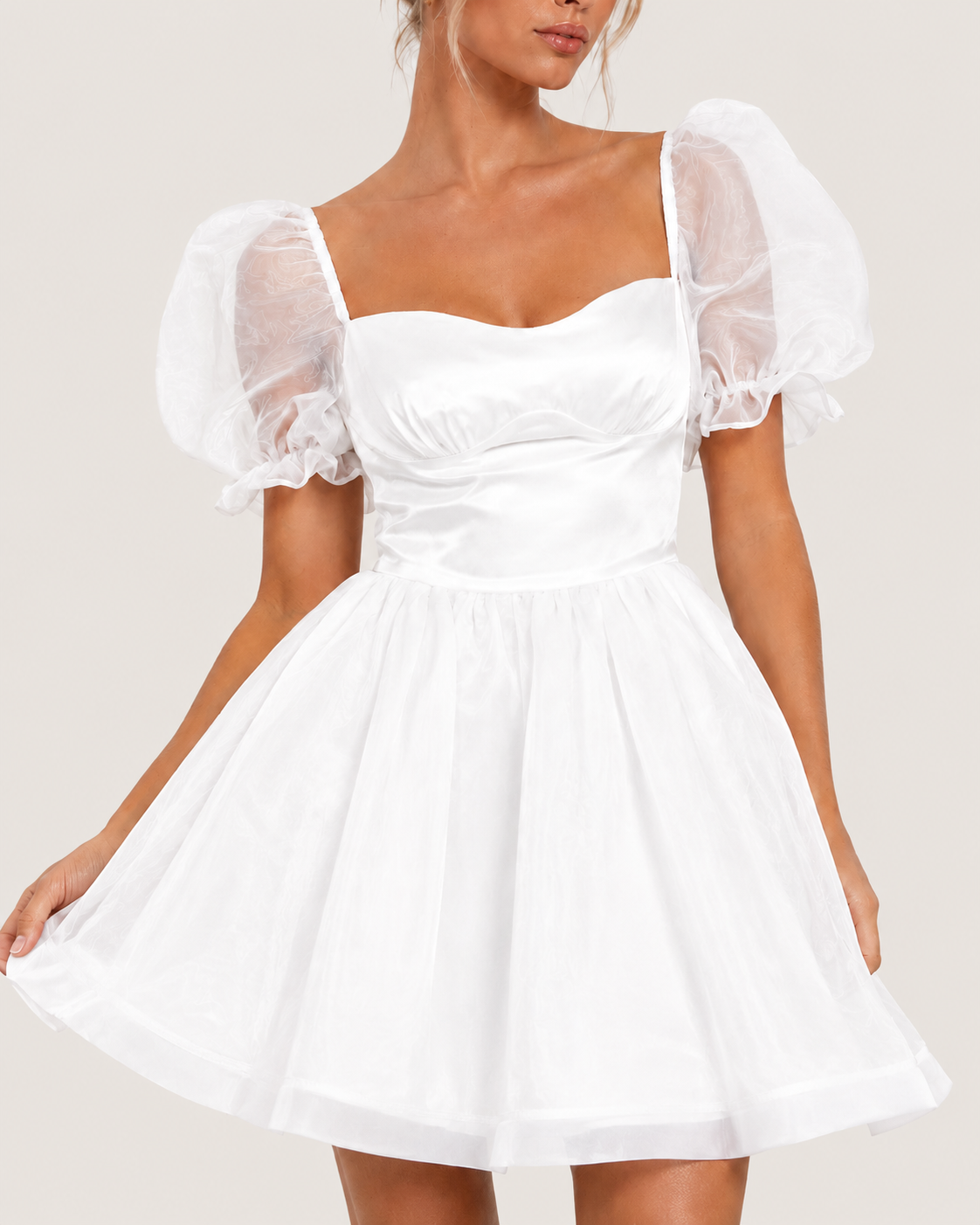Willow White Puff Sleeve Mini Dress