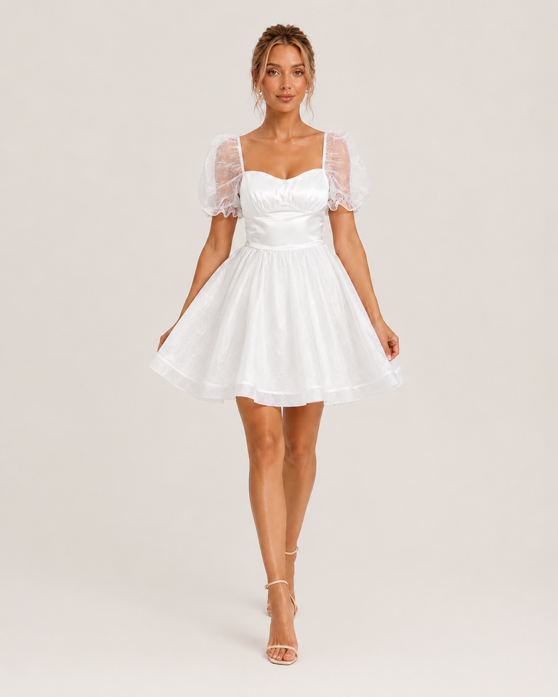 Willow White Puff Sleeve Mini Dress