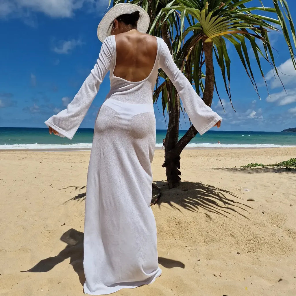 Monarch White Sheer Cover-Up Dress