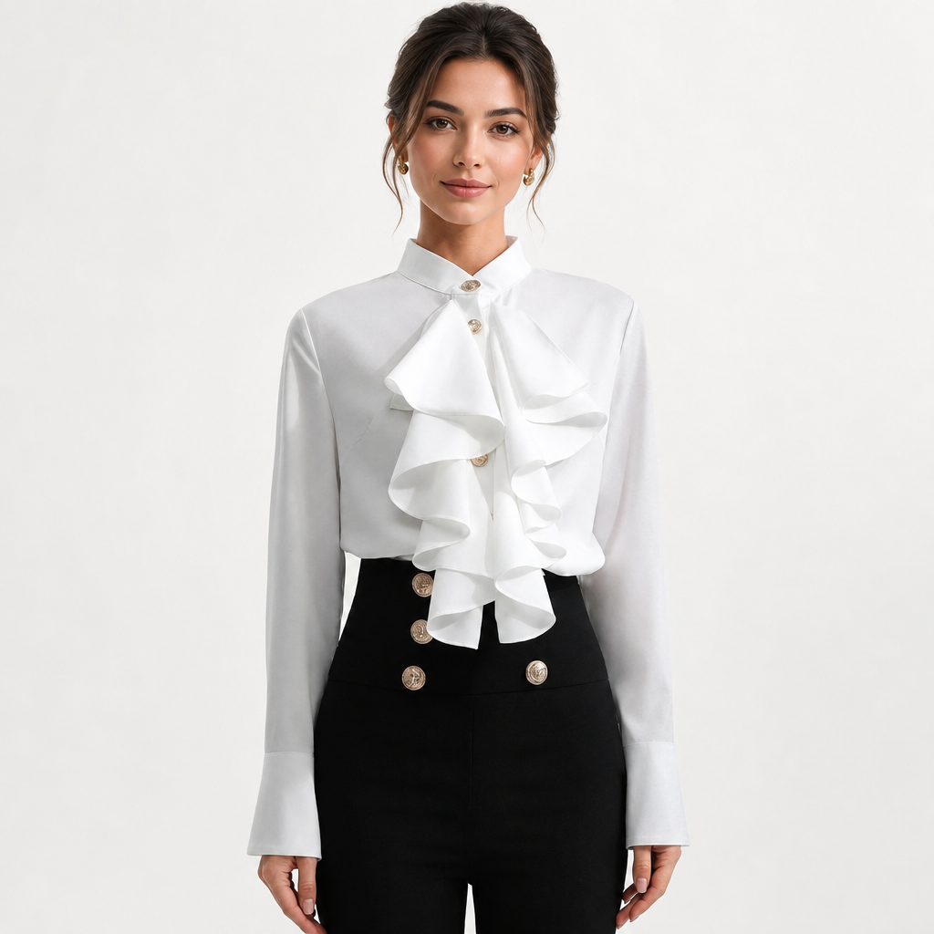 Boss White Ruffle Blouse