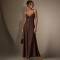 Capri Brown Slip Maxi Dress