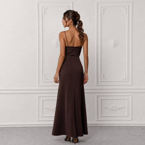 Capri Brown Slip Maxi Dress