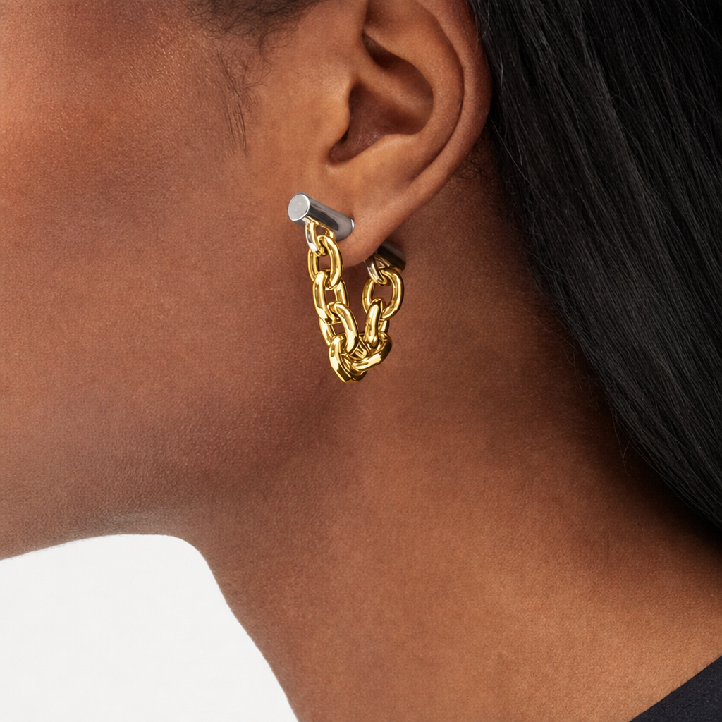 Two-Tone Chain Earrings