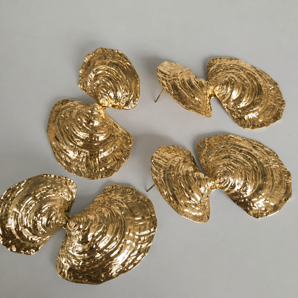 Ocean Whisper Gold Sculpted Earrings