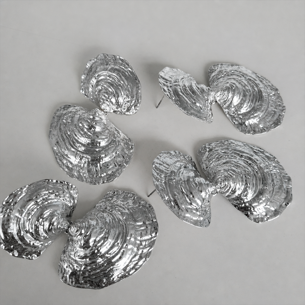 Ocean Whisper Silver Sculpted Earrings