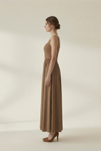 Olivia Skye Backless Flared Brown Maxi Dress