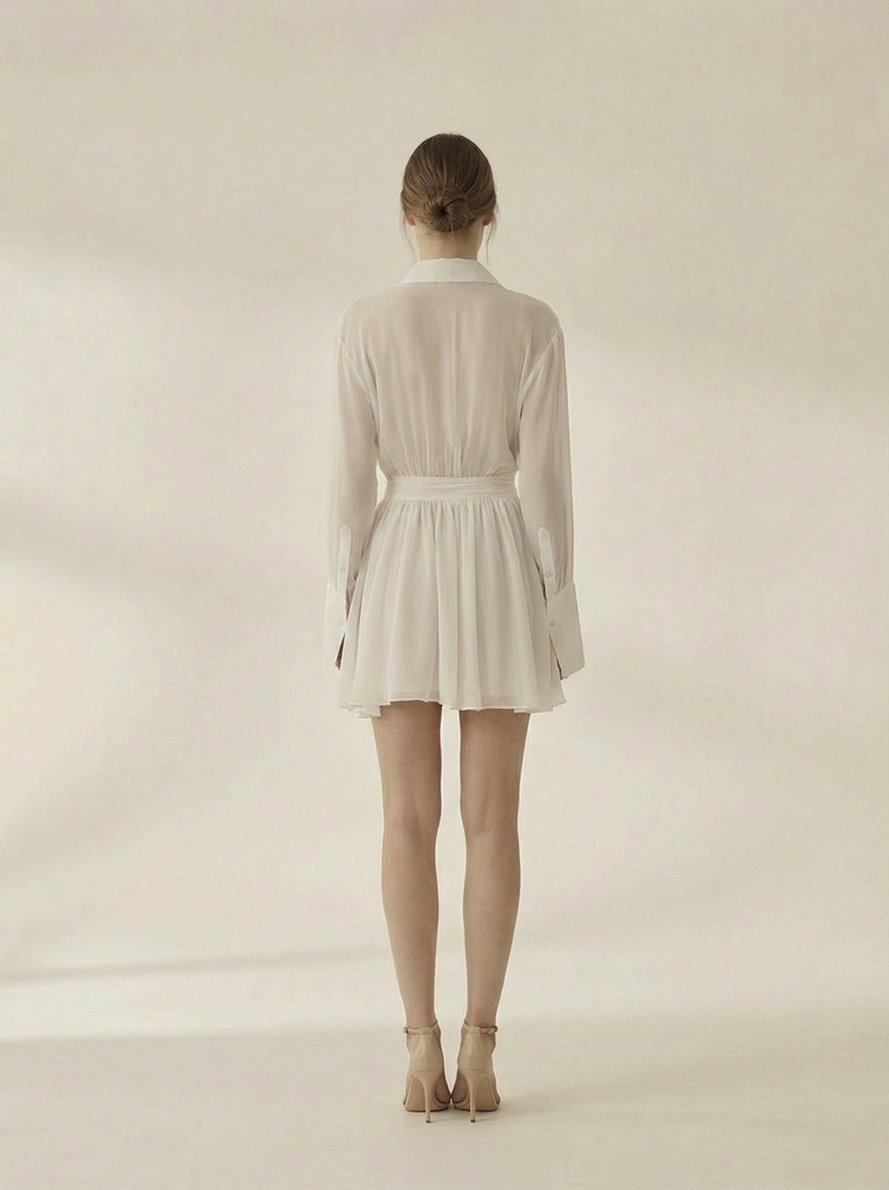 Amelia White Long Sleeve Shirt Mini Dress