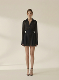 Amelia Black Long Sleeve Shirt Mini Dress