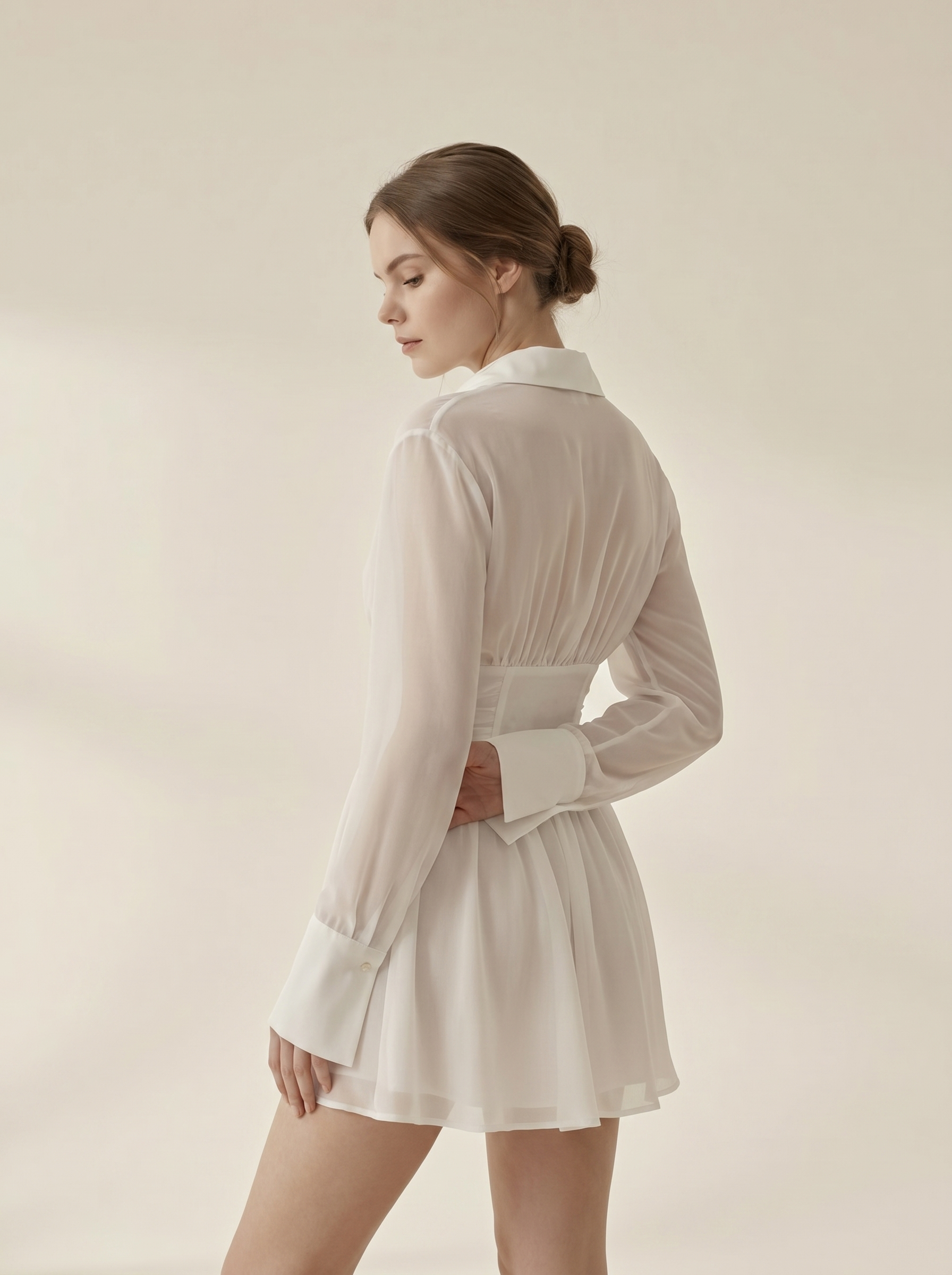Amelia White Long Sleeve Shirt Mini Dress