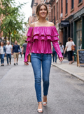 Glam Rose Pleated Ruffle Top
