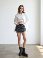 Rebel Black Asymmetric Zip Shorts