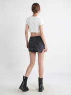 Rebel Black Asymmetric Zip Shorts