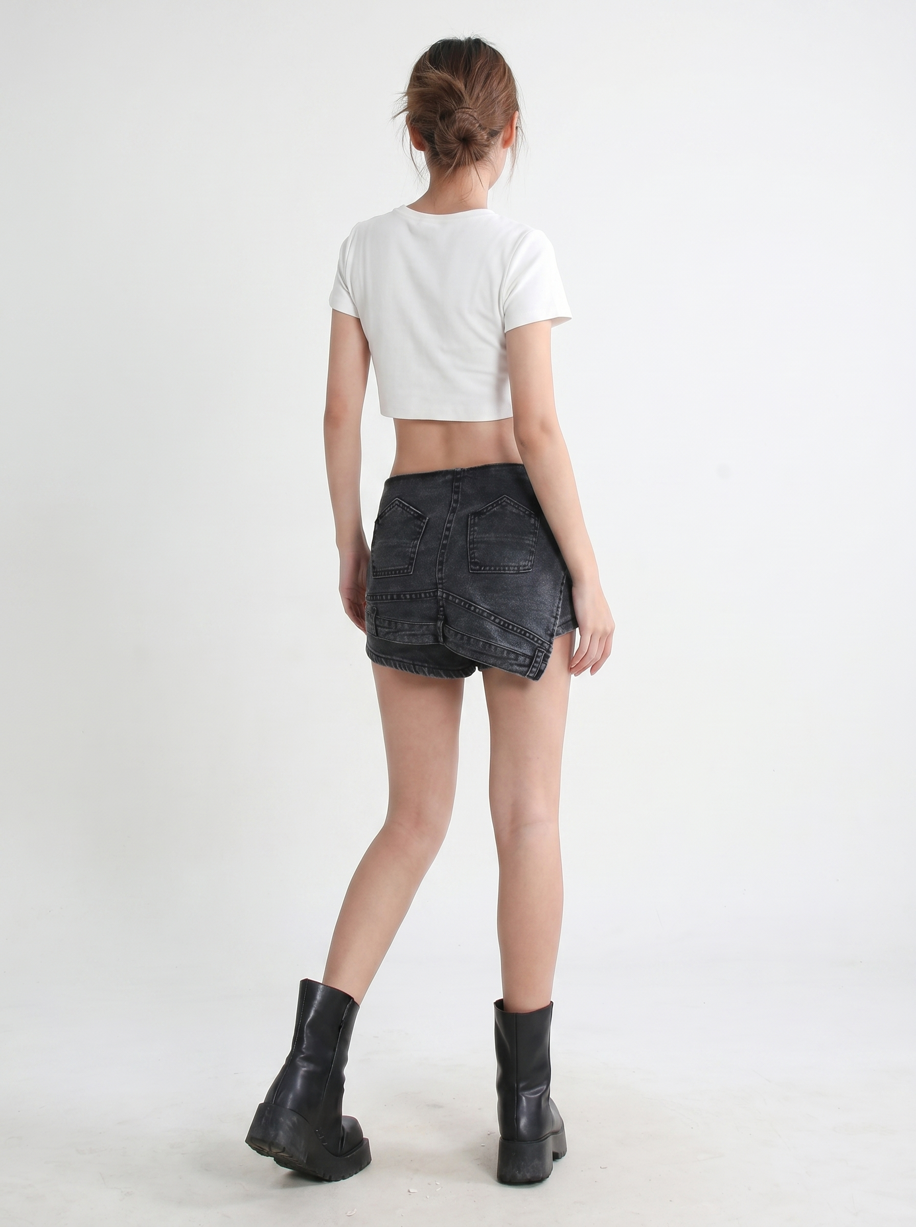 Rebel Black Asymmetric Zip Shorts