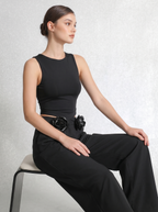 Vixen Black Rosette High-Waist Pants