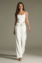 Vixen White Rosette High-Waist Pants