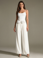 Vixen White Rosette High-Waist Pants