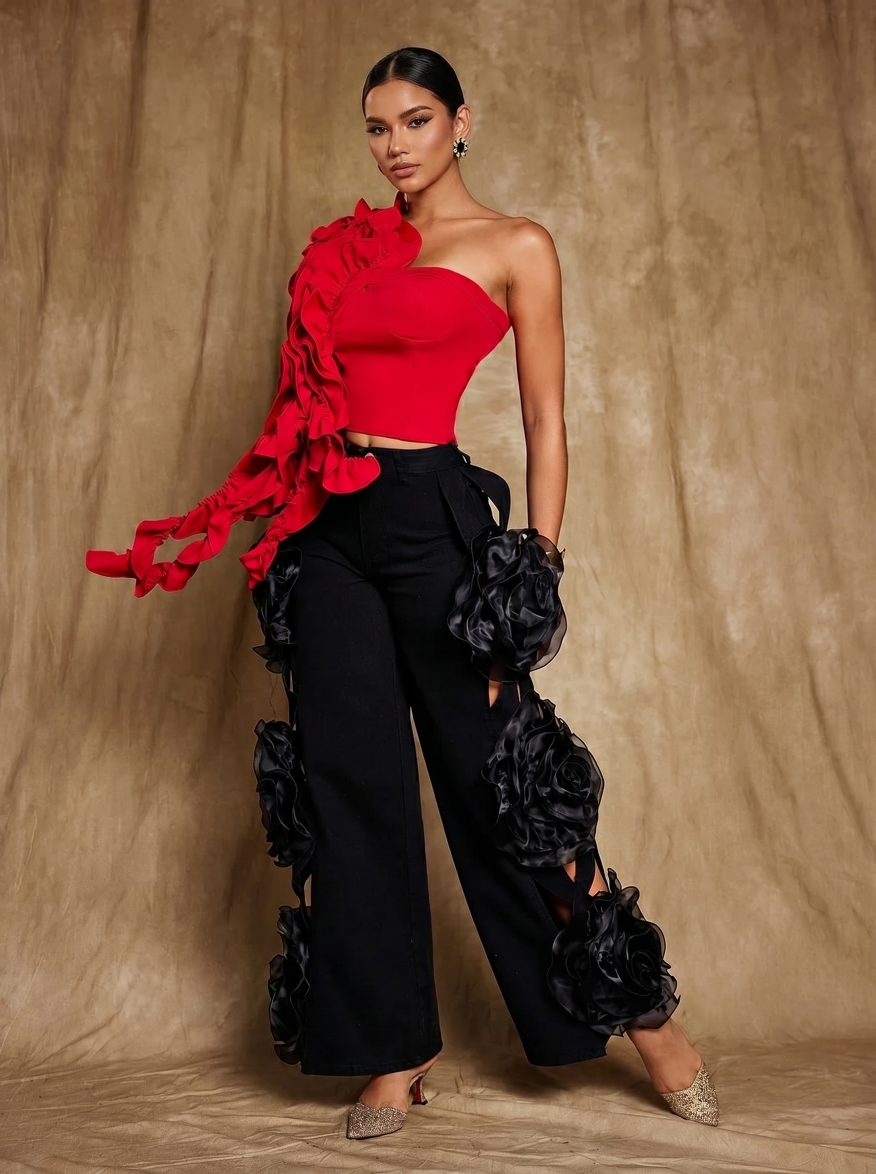 Diva Black Floral Appliqué Jeans
