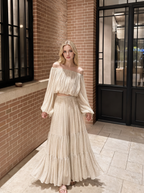 Sunday Morning Ivory Polka‑Dot Maxi Skirt