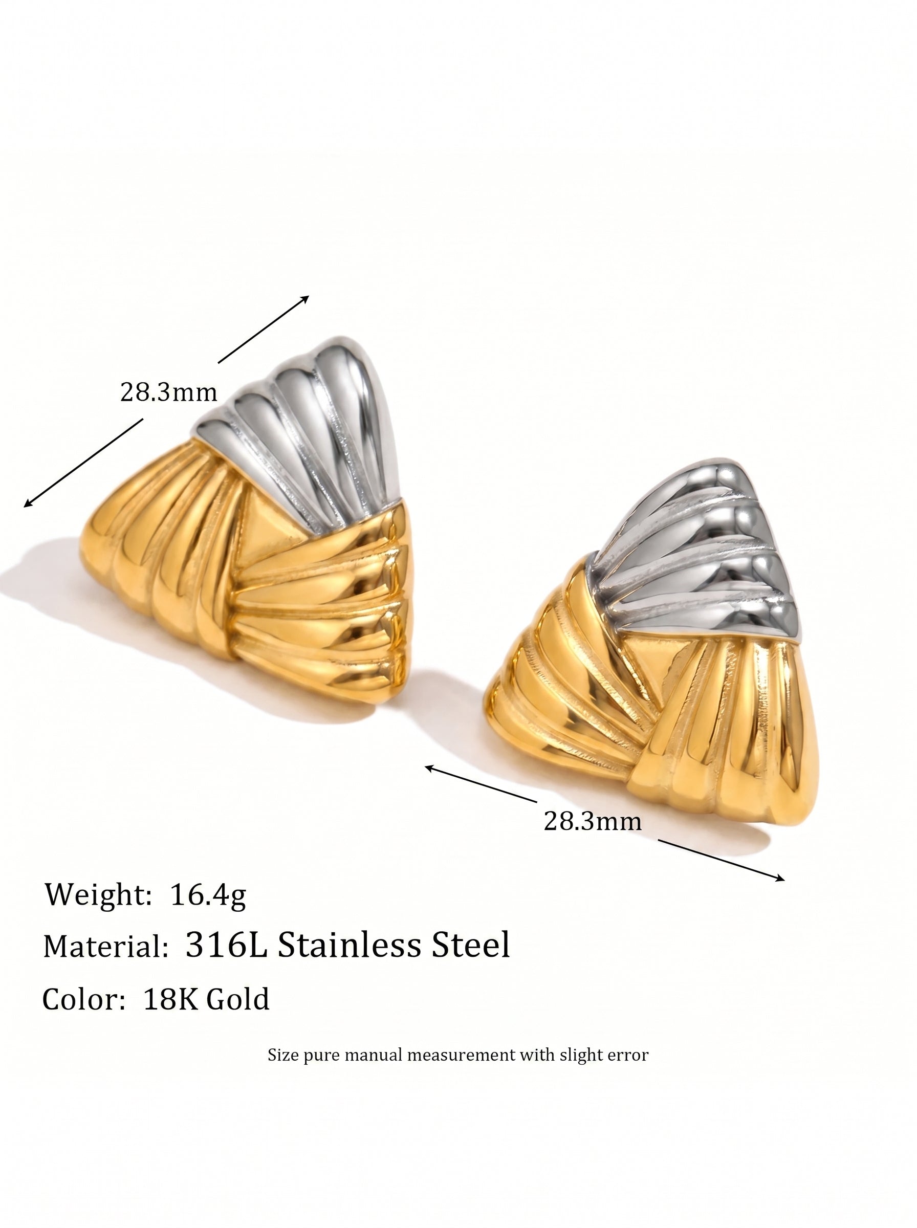 Art Deco Two-Tone Triangle Earrings