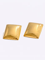 Bold Gold Square Dome Earrings
