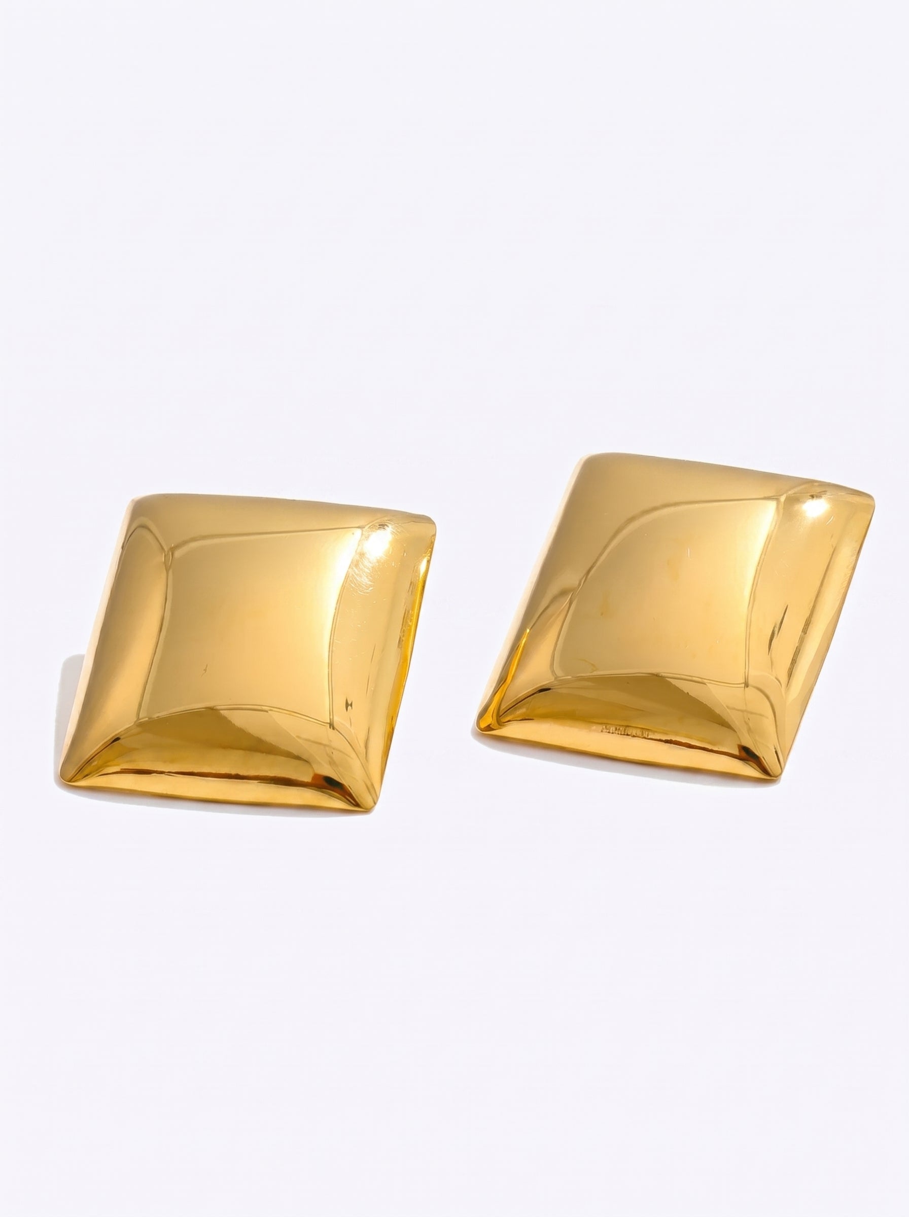 Bold Gold Square Dome Earrings