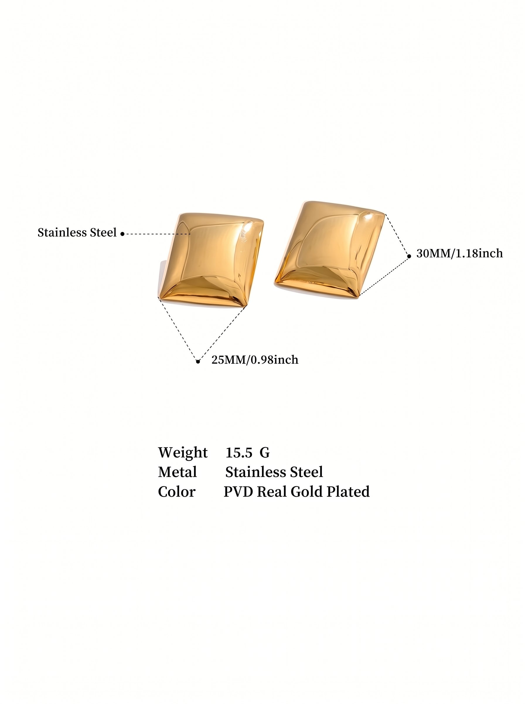 Bold Gold Square Dome Earrings