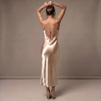 Avery Champagne Backless Maxi Dress
