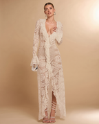 Carmen White Sheer Lace Maxi Dress