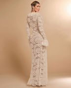 Carmen White Sheer Lace Maxi Dress