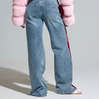 Cherry Light Blue Side Bow Jeans