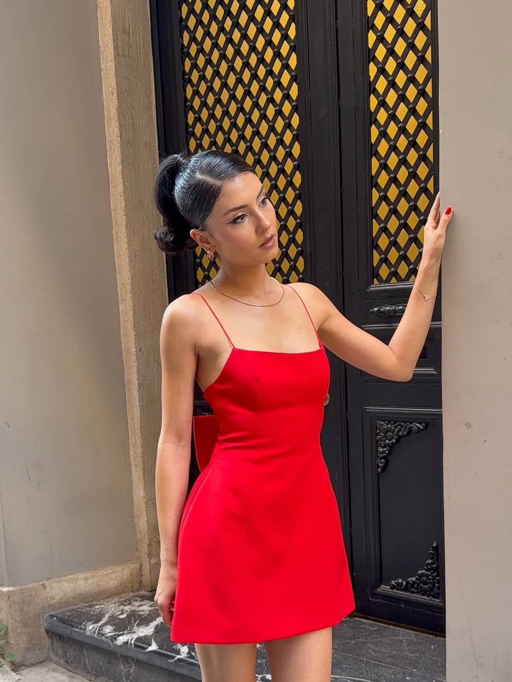 Margarita Red Bow Backless Mini Dress