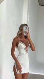 Desire White Lace Slip Mini Dress
