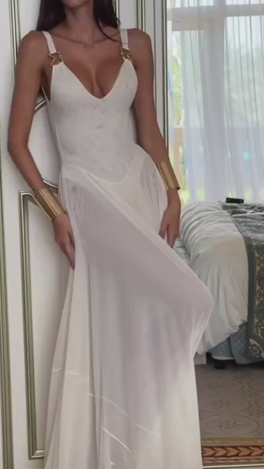 Monica White Mesh Maxi Dress