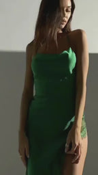 Sophie Bloom Green Backless Lace Midi Dress