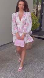 Julietta Ivory Floral Tiered Mini Dress