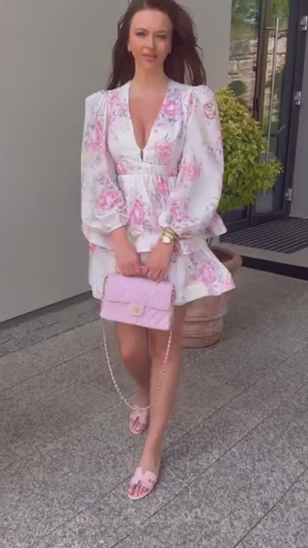Julietta Ivory Floral Tiered Mini Dress