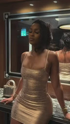 Sweet Addiction Gold Metallic Bodycon Mini Dress