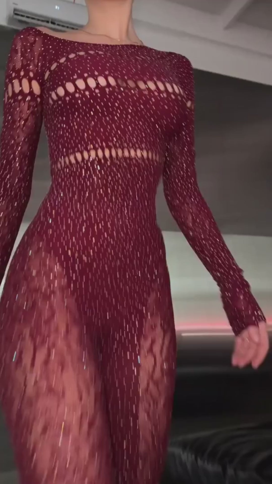 Allure Burgundy Crystal Jumpsuit